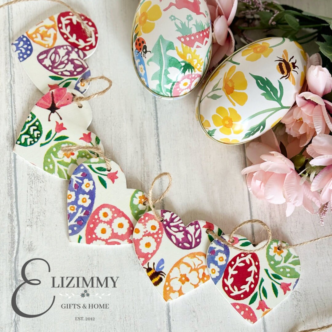 Easter Spring Themed Heart Bunting. Emma Bridgewater Easter Egg Hunt Design