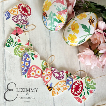 Easter Spring Themed Heart Bunting. Emma Bridgewater Easter Egg Hunt Design
