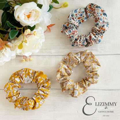 Autumn Fall Themed Liberty of London Tana Lawn Fabric Scrunchie Set