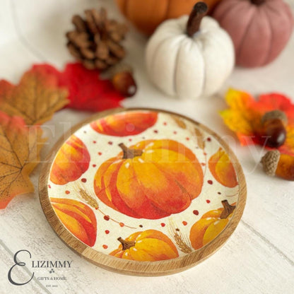 Autumn Fall Halloween Pumpkin Wooden Trinket Jewellery Dish