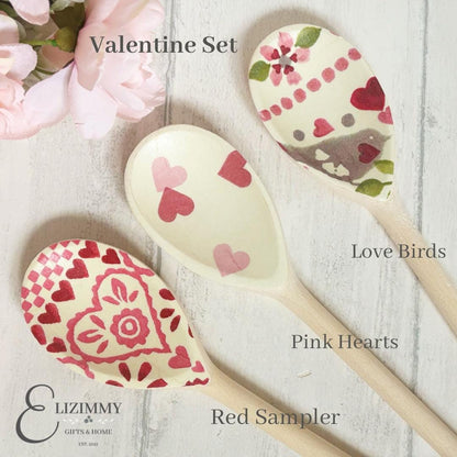 Valentines Day Themed Set of Decorative Wooden Spoons. Emma Bridgewater Designs