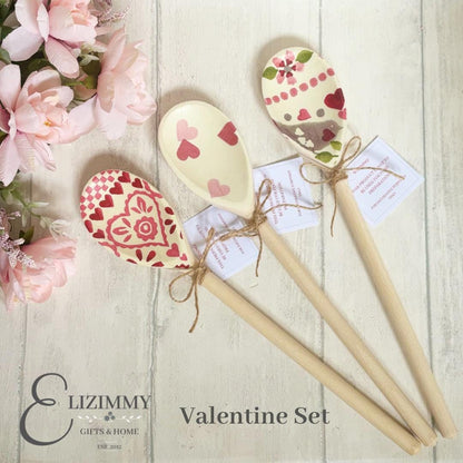Valentines Day Themed Set of Decorative Wooden Spoons. Emma Bridgewater Designs