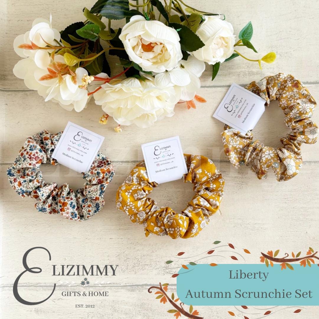 Autumn Fall Themed Liberty of London Tana Lawn Fabric Scrunchie Set
