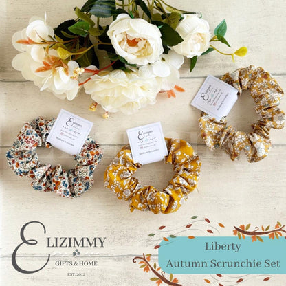 Autumn Fall Themed Liberty of London Tana Lawn Fabric Scrunchie Set