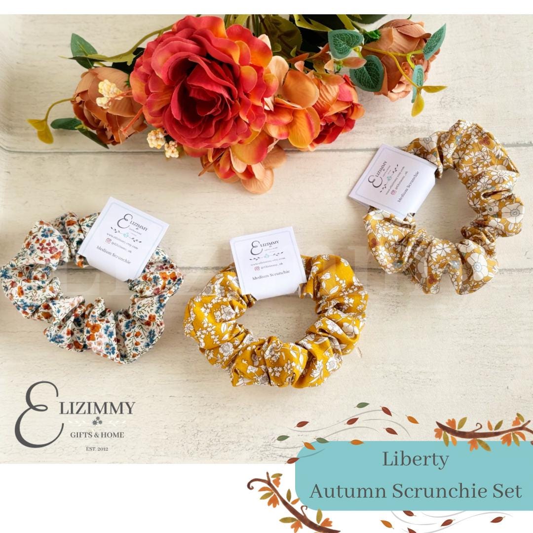 Autumn Fall Themed Liberty of London Tana Lawn Fabric Scrunchie Set