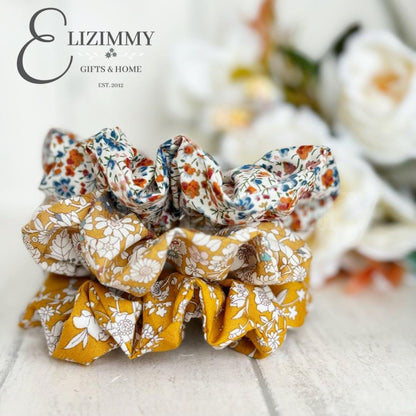 Autumn Fall Themed Liberty of London Tana Lawn Fabric Scrunchie Set