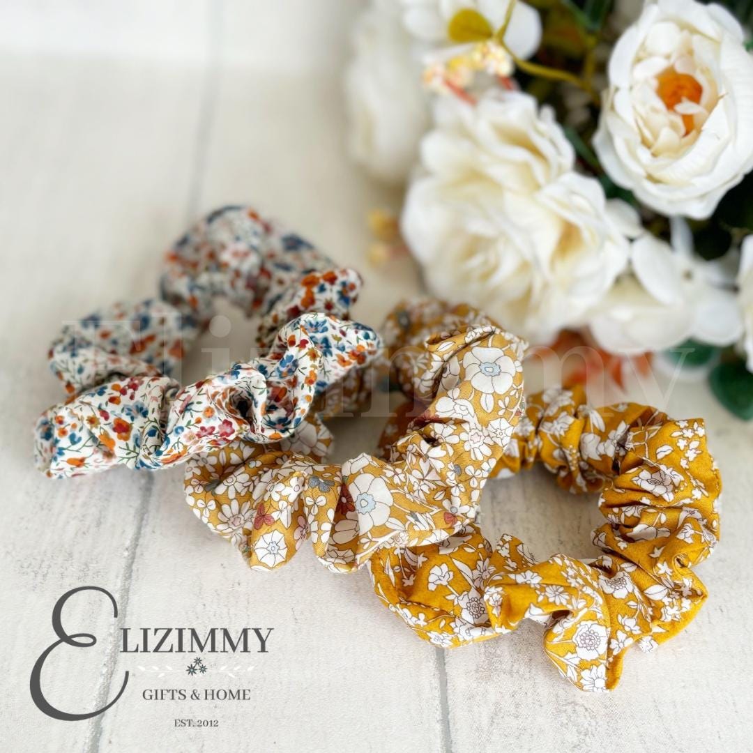 Autumn Fall Themed Liberty of London Tana Lawn Fabric Scrunchie Set