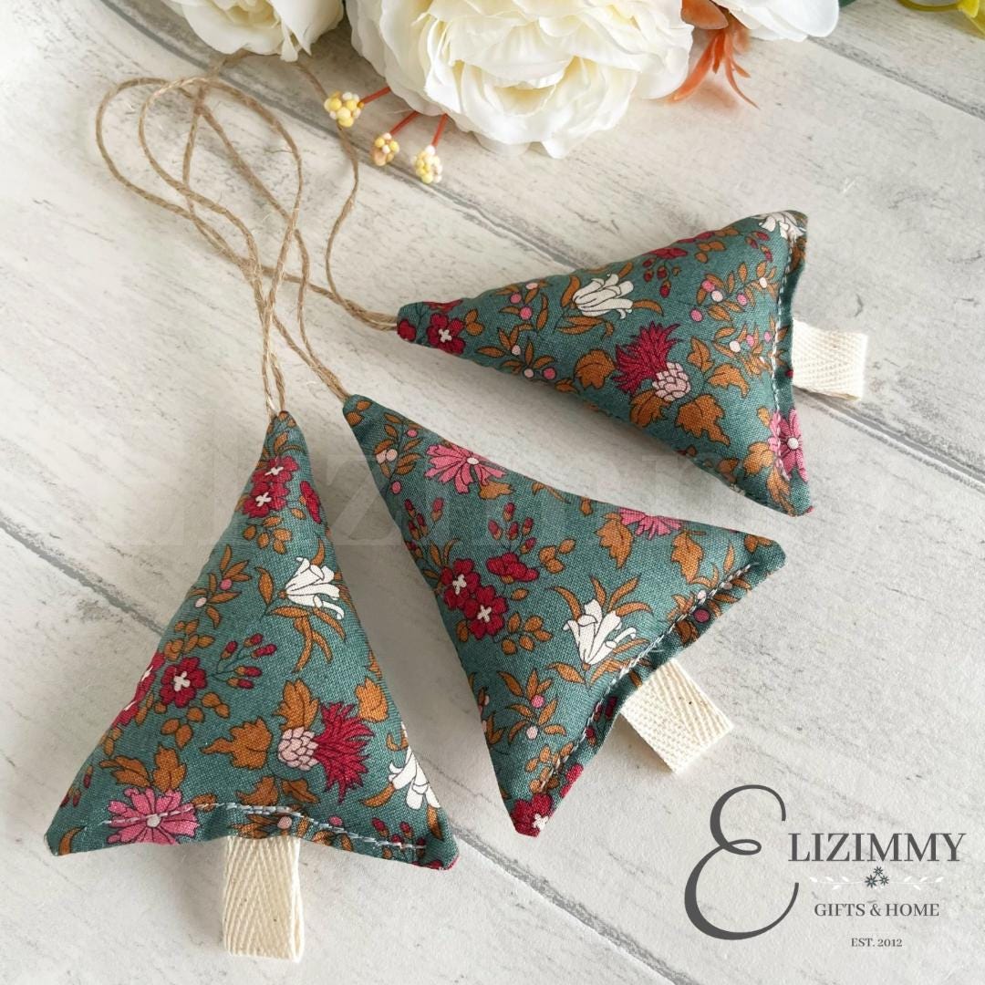 Liberty of London Woodland Walk Floral Fabric Hanging Christmas Tree Decorations Set of 3