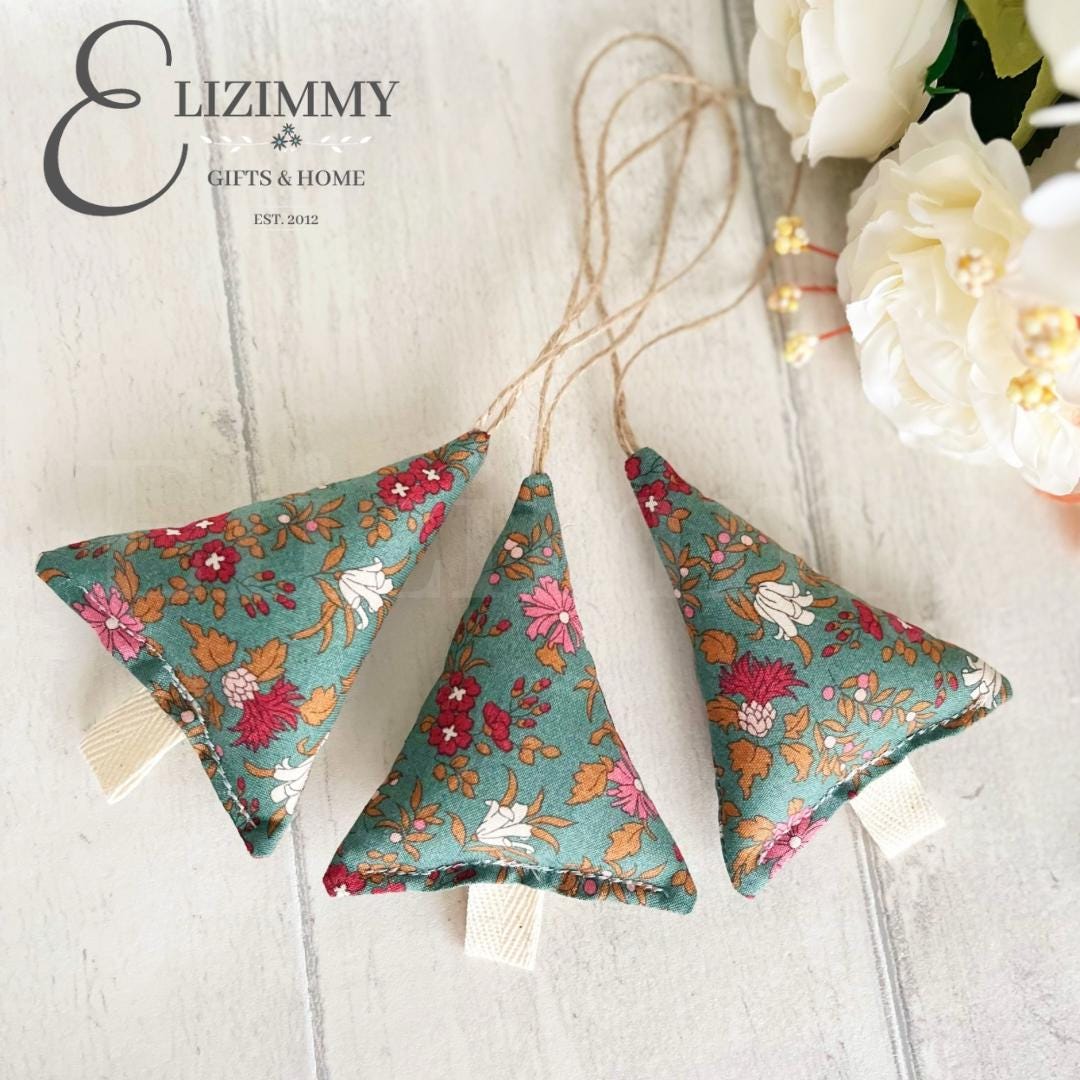 Liberty of London Woodland Walk Floral Fabric Hanging Christmas Tree Decorations Set of 3