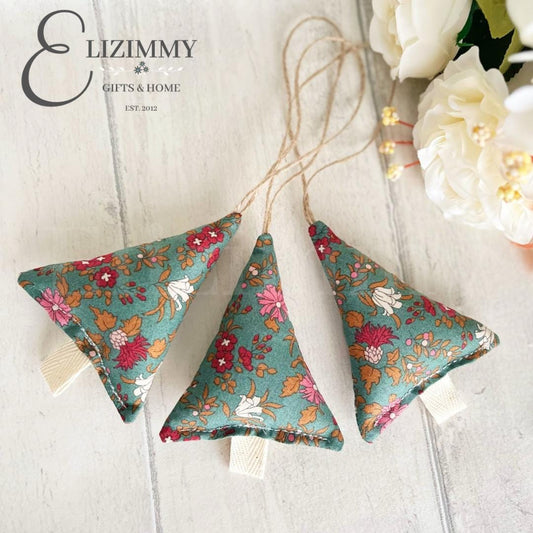 Liberty of London Woodland Walk Floral Fabric Hanging Christmas Tree Decorations Set of 3