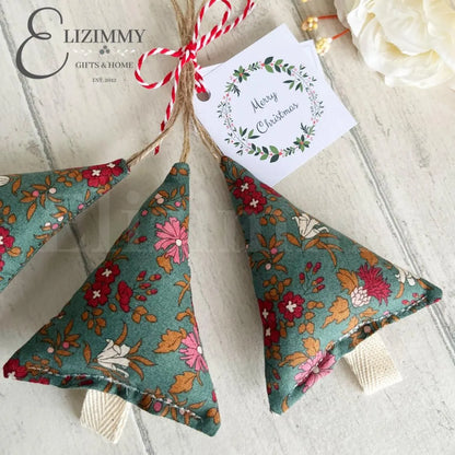 Liberty of London Woodland Walk Floral Fabric Hanging Christmas Tree Decorations Set of 3