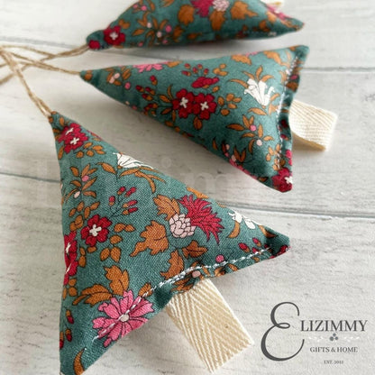 Liberty of London Woodland Walk Floral Fabric Hanging Christmas Tree Decorations Set of 3