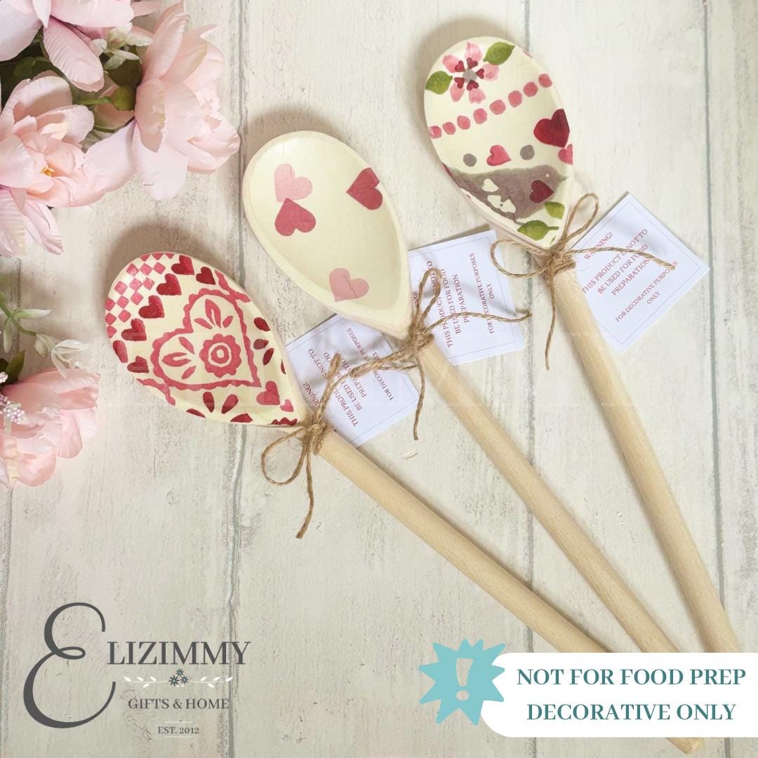 Valentines Day Themed Set of Decorative Wooden Spoons. Emma Bridgewater Designs