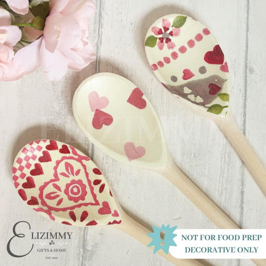 Valentines Day Themed Set of Decorative Wooden Spoons. Emma Bridgewater Designs
