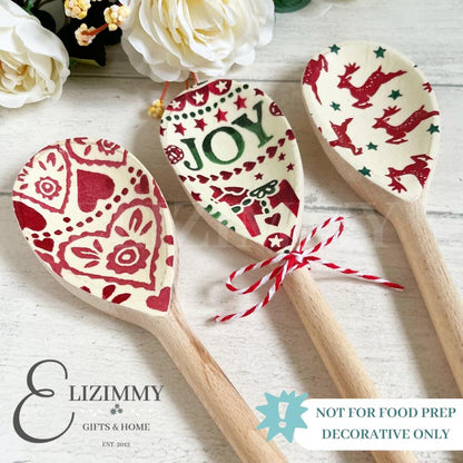 Christmas Decorative Wooden Spoons in Emma Bridgwater Designs