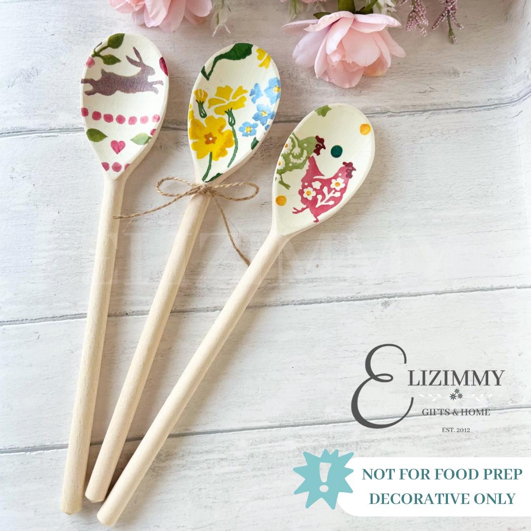 Easter and Spring Themed Set of Decorative Wooden Spoons. Emma Bridgewater Designs