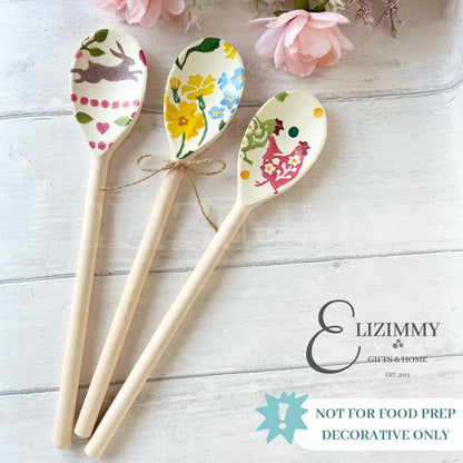 Easter and Spring Themed Set of Decorative Wooden Spoons. Emma Bridgewater Designs