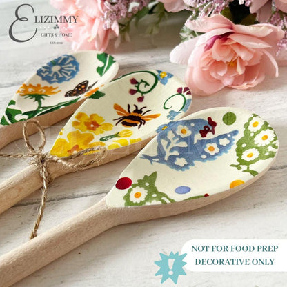 Set of 3 Spring Themed Decorative Wooden Spoons. Emma Bridgewater Spring Decor.