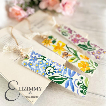 Wooden Book Marks Decoupaged in Genuine Emma Bridgewater Wildflowers Design