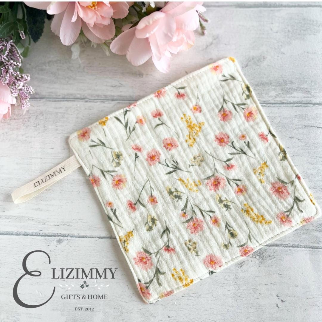 Reusable 100% Cotton Floral Muslin Cloth Face Cloth Make-up Remover Wipes