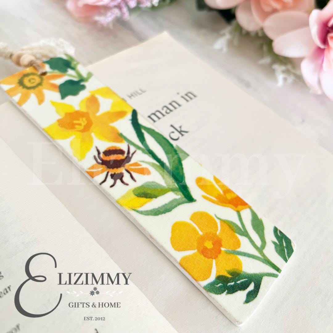 Wooden Book Marks Decoupaged in Genuine Emma Bridgewater Wildflowers Design