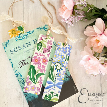 Wooden Book Marks Decoupaged in Genuine Emma Bridgewater Wildflowers Design