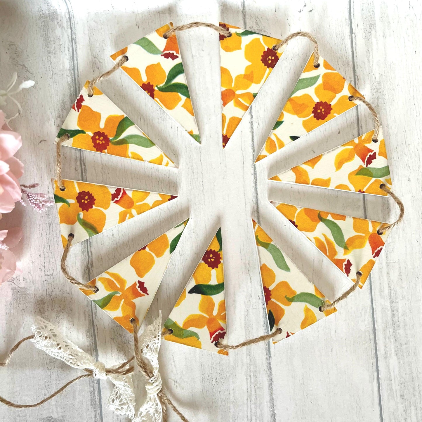 Wooden Handmade Emma Bridgewater Daffodil Bunting for Spring Summer
