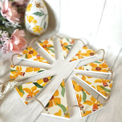 Wooden Handmade Emma Bridgewater Daffodil Bunting for Spring Summer