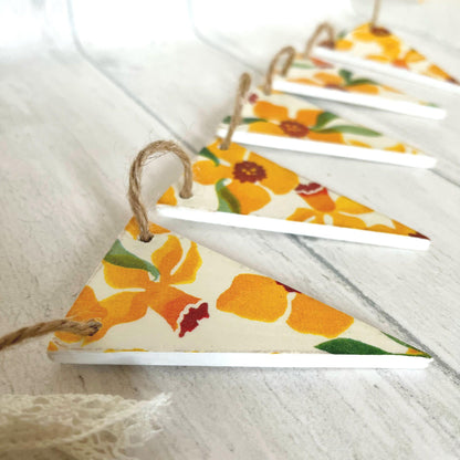 Wooden Handmade Emma Bridgewater Daffodil Bunting for Spring Summer
