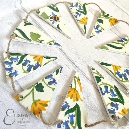 Handmade Wooden Triangle Bunting Decoupaged in Emma Bridgewater Designs. 5, 10 or 20 Flags