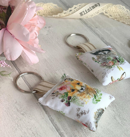 Cute Woodland Animal Handmade Fabric Key Rings