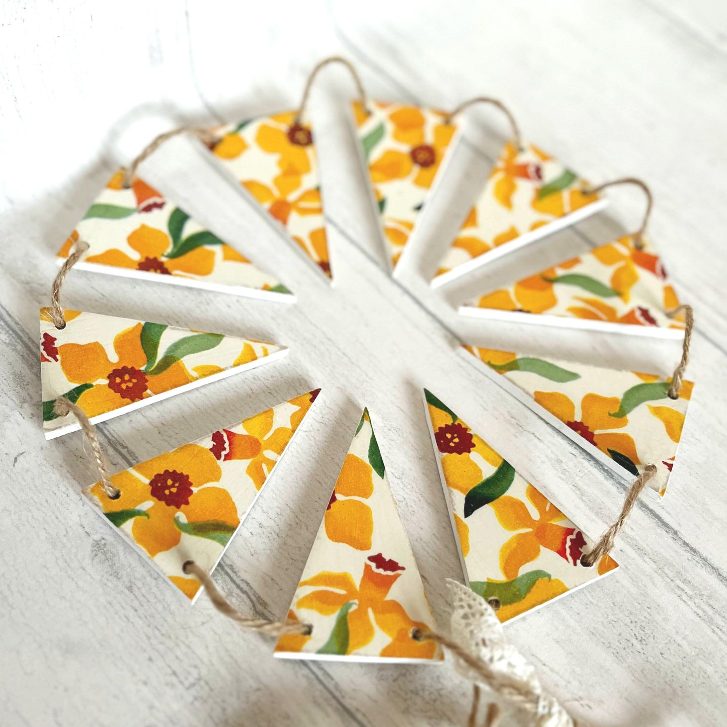 Wooden Handmade Emma Bridgewater Daffodil Bunting for Spring Summer