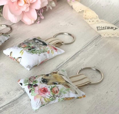 Cute Woodland Animal Handmade Fabric Key Rings