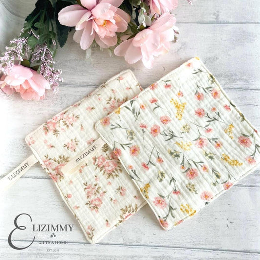 Reusable 100% Cotton Floral Muslin Cloth Face Cloth Make-up Remover Wipes