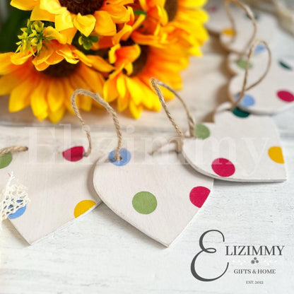 Handmade Polka Dots Wooden Heart Bunting Garland. Decoupaged in Emma Bridgewater Polka Dot