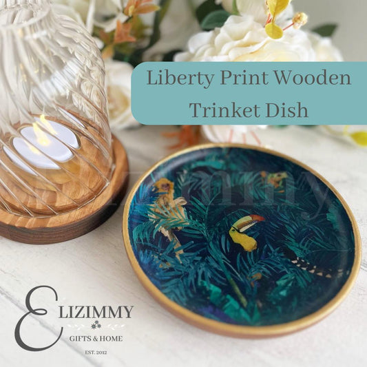 Liberty Print Wooden Trinket Jewellery Dish Decoupaged in Liberty London William Morris Design. Wood Dish Home Decor