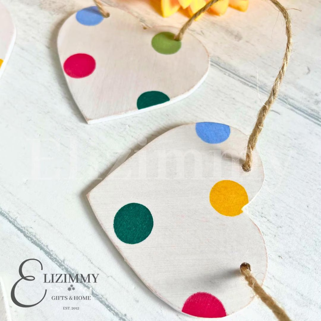 Handmade Polka Dots Wooden Heart Bunting Garland. Decoupaged in Emma Bridgewater Polka Dot
