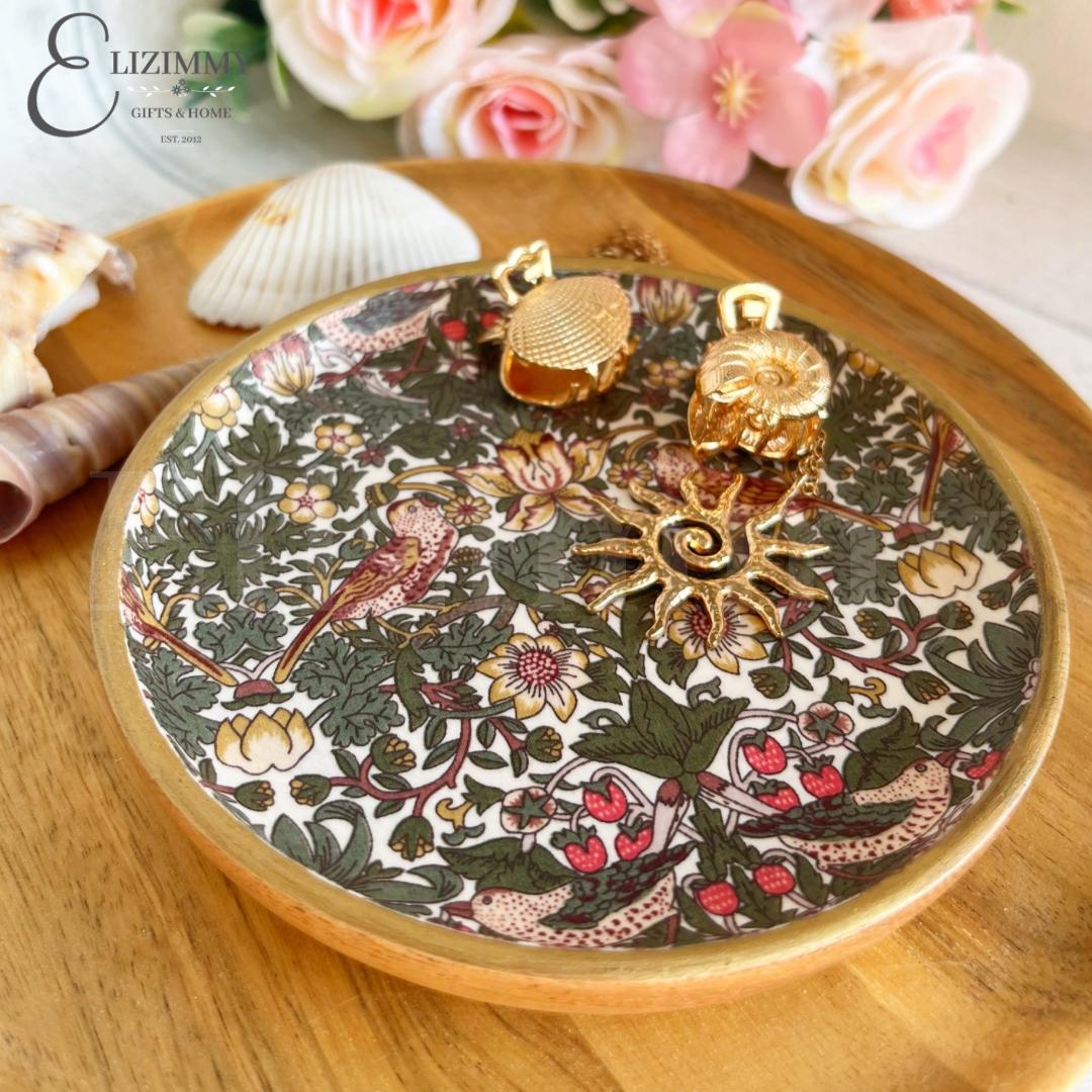 Liberty of London Wooden Trinket Ring Dish William Morris Strawberry Thief