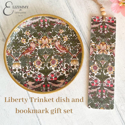 Liberty of London Wooden Trinket Ring Dish and Bookmark Gift Set