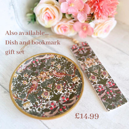 Wooden Bookmark Liberty of London X William Morris Strawberry Thief Design