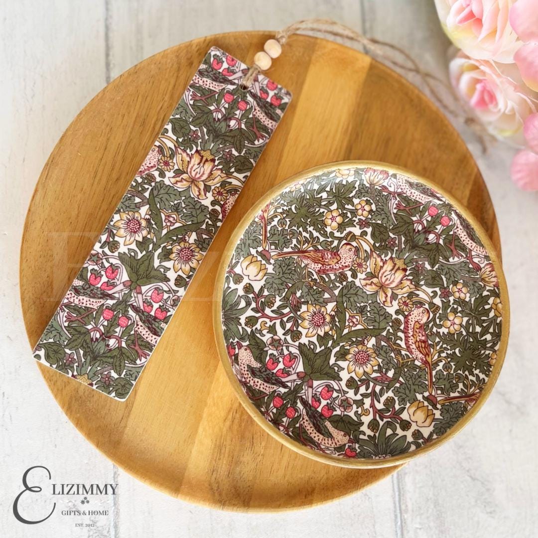 Liberty of London Wooden Trinket Ring Dish and Bookmark Gift Set