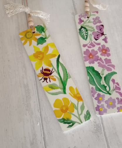 Wooden Book Marks Decoupaged in Genuine Emma Bridgewater Wildflowers Design